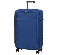 Infinity Leather Blue Lightweight Soft Suitcases 4 Wheel Luggage Travel Expandable