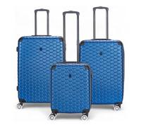 Infinity Leather Blue Luggage Sets 3 Piece Hard Shell ABS Lightweight Durable Trolley Travel Cabin Holiday Suitcase Bags 20" 24" 28"(3 Pcs Set)