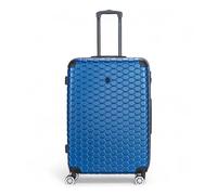 Infinity Leather Blue Suitcase Medium 24-Inch Hard Shell ABS Lightweight Durable Trolley Travel Cabin Holiday Luggage Bags (M(73cm 72L))