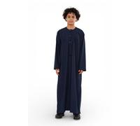 Infinity Leather Boy's Eid Moroccan Jubba Robe Djellaba Ramadan Eid Thobe - K-HM11 in Navy | Size: 12-13 Years Infinity Leather Navy 12-13 Years
