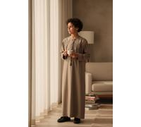 Infinity Leather Boy's Eid Moroccan Jubba Robe Djellaba Ramadan Eid Thobe LFS- K-HM11 in Beige | Size: 13-14 Years Infinity Leather Beige 13-14 Years