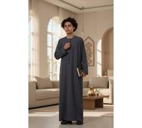 Infinity Leather Boy's Eid Moroccan Jubba Robe Djellaba Ramadan Eid Thobe LFS- K-HM11 in Grey | Size: 13-14 Years Infinity Leather Grey 13-14 Years