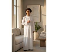 Infinity Leather Boy's Eid Moroccan Jubba Robe Djellaba Ramadan Eid Thobe LFS- K-HM11 in White | Size: 13-14 Years Infinity Leather White 13-14 Years