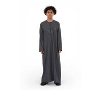 Infinity Leather Boy's Eid Moroccan Thobe Robe Djellaba Ramadan Eid Jubba- K-HM10 in Grey | Size: 11-12 Years Infinity Leather Grey 11-12 Years