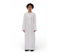 Infinity Leather Boy's Eid Moroccan Thobe Robe Djellaba Ramadan Eid Jubba- K-HM10 in White | Size: 13-14 Years Infinity Leather White 13-14 Years
