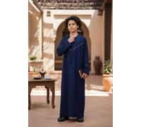 Infinity Leather Boy's Eid Moroccan Thobe Robe Djellaba Ramadan Eid Jubba-LFS-K-HM10 in Navy | Size: 13-14 Years Infinity Leather Navy 13-14 Years