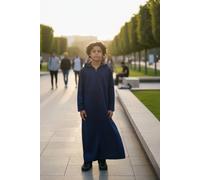 Infinity Leather Boy's Hooded Eid Moroccan Jubba Robe Ramadan Eid Thobe LFS - K-HM12 in Navy | Size: 10-11 Years Infinity Leather Navy 10-11 Years