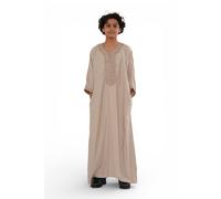 Infinity Leather Boy's Moroccan Thobe Robe Djellaba Gandoura Eid Jubba- K-HM66 in Taupe | Size: 13-14 Years Infinity Leather Taupe 13-14 Years