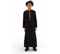 Infinity Leather Boy's Ramadan Moroccan Thobe Robe Kaftan Eid Jubba- K-TT-003 in Black | Size: 9-10 Years Infinity Leather Black 9-10 Years