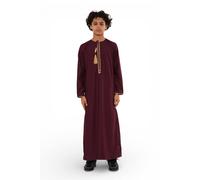 Infinity Leather Boy's Ramadan Moroccan Thobe Robe Kaftan Eid Jubba- K-TT-003 in Wine | Size: 8-9 Years Infinity Leather Wine 8-9 Years