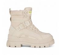 Infinity Leather Buffalo Chunky Platform High Ankle Combat Boots - Aspha-Com1 In Beige Beige 6.5