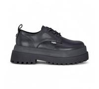 Infinity Leather Buffalo Lace-Up Chunky Platform Derby Shoes - Pluto In Black Black 6.5