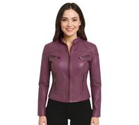 Infinity Leather Casual Slim-Fit Leather Biker Jacket-Tulsa In Purple Purple