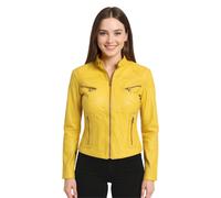 Infinity Leather Casual Slim-Fit Leather Biker Jacket-Tulsa In Yellow Yellow 12