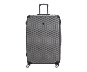 Infinity Leather Charcoal Suitcase X-Large 32-Inch Hard Shell ABS Lightweight Durable Trolley Travel Cabin Holiday Luggage Bags (XL(87cm 135L))