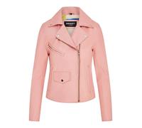 Infinity Leather Classic Brando Biker Leather Jacket - Broome In Baby Pink Baby Pink 14