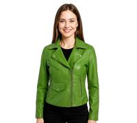 Infinity Leather Classic Brando Biker Leather Jacket - Secunda In Light Green Light Green 16
