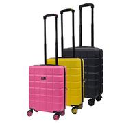 Infinity Leather Classic Hard Shell 8 Wheel Cabin Luggage Suitcase In Black Black