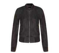 Infinity Leather Classic Ma-1 Suede Bomber Jacket-Newbury In Black Black