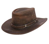 Infinity Leather Cowboy Aussie Real Leather Bush Hat In Brown Brown