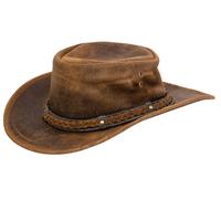 Infinity Leather Cowboy Aussie Real Leather Bush Hat in Tan | Size: XL Infinity Leather Tan XL