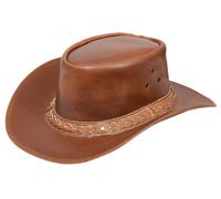 Infinity Mens Cowboy Outback Vintage Leather Aussie Hat - - Size: M
