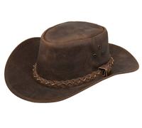 Infinity Leather Cowboy Outback Real Vintage Leather Aussie Bush Hat In Dark Brown Dark Brown M