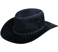 Infinity Leather Cowboy Outback Suede Aussie Bush Hat in Black | Size: XL Infinity Leather Black XL