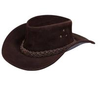 Infinity Leather Cowboy Outback Suede Aussie Bush Hat In Brown Brown XXL