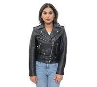 Infinity Leather Cowhide Brando Leather Biker Jacket-Murcia In Black Black
