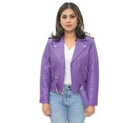 Infinity Leather Cowhide Brando Leather Biker Jacket-Murcia In Purple Purple 16