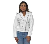 Infinity Leather Cowhide Brando Leather Biker Jacket-Murcia In White White