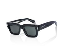 De-Gamme Rectangle Thick Frame Polarized Sunglasses - Budapest Infinity Leather Black One Size