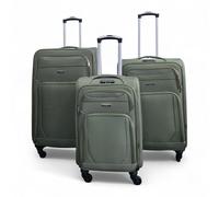 Infinity Leather Expandable 3 Piece Luggage Sets Soft Shell Lightweight Nylon Travel Cabin Case Holiday Suitcase Bags (3 Pcs Set Including Cabin,M,L)