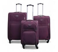 Infinity Leather Expandable 3 Piece Luggage Sets Soft Shell Lightweight Nylon Travel Cabin Case Holiday Suitcase Bags (3 Pcs Set Including Cabin,M,L)