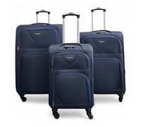 Infinity Leather Soft Shell Lightweight Nylon 4 Wheel Travel Case Holiday Suitcase Set In Navy Navy One Size