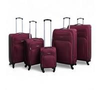 Infinity Leather Expandable Black 5 Piece Luggage Sets Soft Shell Lightweight Nylon Travel Cabin Case Holiday Suitcase Bags (5 Pcs Set)