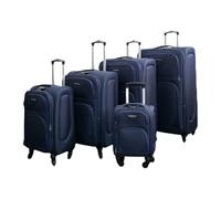 Infinity Leather Expandable Black 5 Piece Luggage Sets Soft Shell Lightweight Nylon Travel Cabin Case Holiday Suitcase Bags (5 Pcs Set)