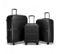 Infinity Leather Expandable Black Luggage Sets 3 Piece Hard Shell Lightweight Durable Travel Cabin Suitcase Bags with TSA Lock, 20" 24" 28"(3 Pcs Set)