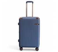 Infinity Leather Expandable Blue Suitcase Medium 24-Inch Hard Shell Lightweight Durable Trolley Travel Carry-On Luggage with Double Spinner Wheels TSA Lock (M(67cm 81L))