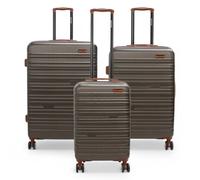 Infinity Leather Expandable Coffee Brown Hard Shell Abs 8 Wheel Suitcase Robust Travel Case Holiday Luggage In Light Brown Light Brown Medium