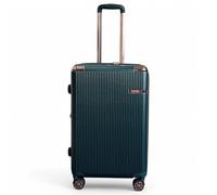 Infinity Leather Expandable Dark Green Suitcase Medium 24-Inch Hard Shell Lightweight Durable Trolley Travel Carry-On Luggage with Double Spinner Wheels TSA Lock (M(67cm 81L))
