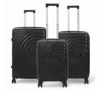 Infinity Leather Expandable Hard Shell 8 Wheels Luggage Cabin Suitcase In Black Black Medium
