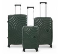 Infinity Leather Expandable Hard Shell 8 Wheels Luggage Cabin Suitcase In Green Green