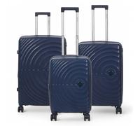 Infinity Leather Expandable Hard Shell 8 Wheels Luggage Cabin Suitcase In Navy Navy