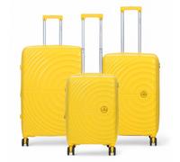 Infinity Leather Expandable Hard Shell 8 Wheels Luggage Cabin Suitcase In Yellow Yellow Small