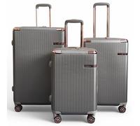 Infinity Leather Expandable Hard Shell 8 Wheels Luggage Travel Cabin Suitcase In Beige Beige Large