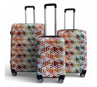 Infinity Leather Expandable Hard Shell 8 Wheels Suitcase Print Luggage Multi Small