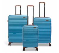 Infinity Leather Expandable Hard Shell Abs 8 Wheel Suitcase Robust Travel Case Holiday Luggage In Blue Blue
