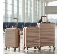 Infinity Leather Expandable Hard Shell Abs Suitcase 8 Wheel Luggage Set - Rio In Beige Beige One Size